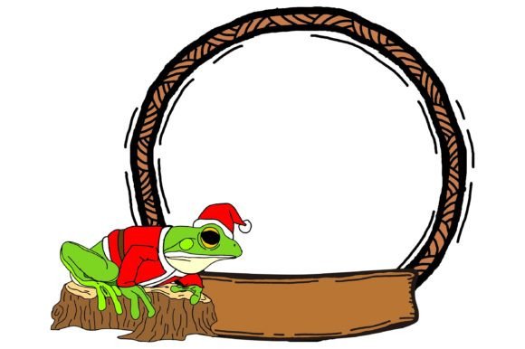 Download Circle Frame with Christmas Frog Theme - Frog theme Collection