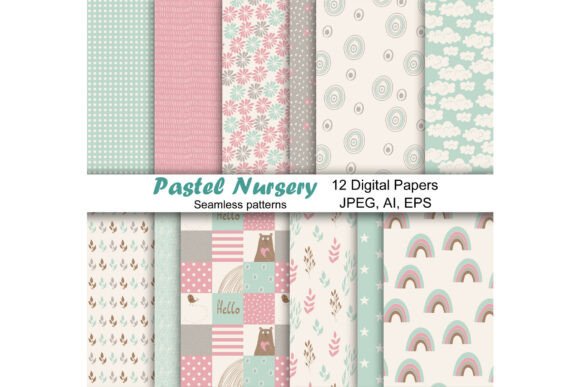 Download Pastel Nursery Seamless Patterns. - Pastel nursery Collection
