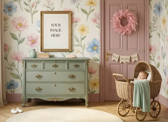 Download Gold Frame in Pastel Nursery Room - Pastel nursery Collection