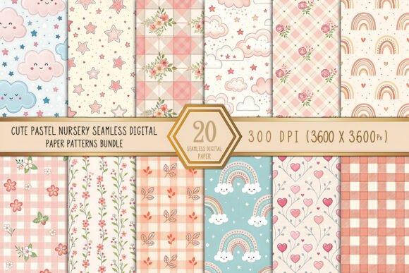 Download Cute Pastel Nursery Seamless Digital - Pastel nursery Collection