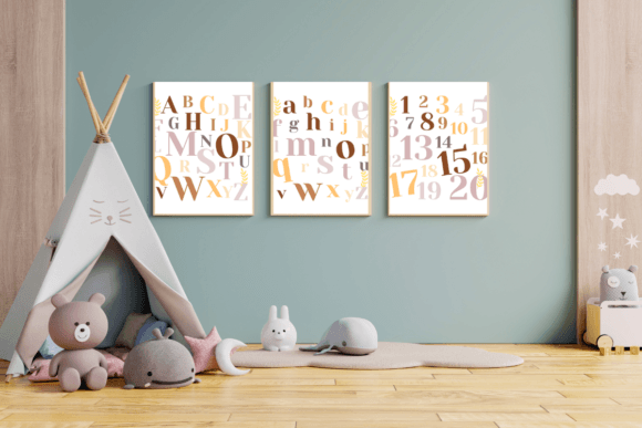 Download ABC Numbers Pastel Nursery Wall Art - Pastel nursery Collection