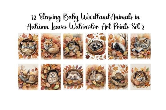 Download Woodland Baby Animals in Autumn Leaves - Premium Bundle