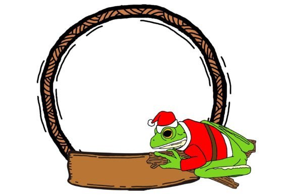 Download Circle Frame with Christmas Frog Theme - Frog theme Collection