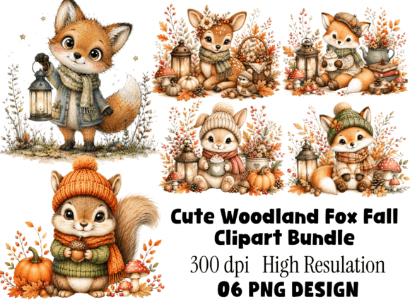 Download Cute Woodland Fox Fall Clipart Bundle | - Premium Resources