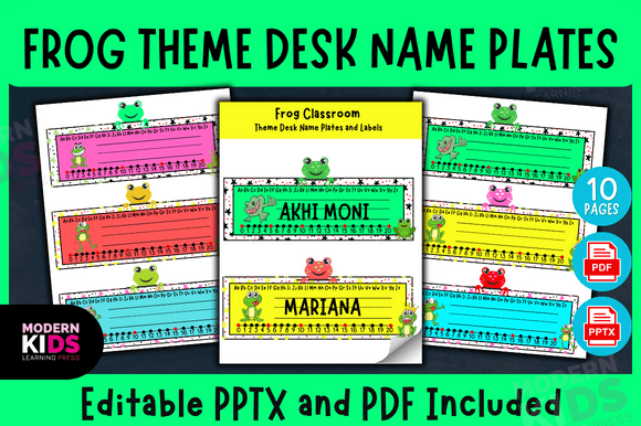 Download Frog Theme Desk Name Plates - PPTX - Frog theme Collection