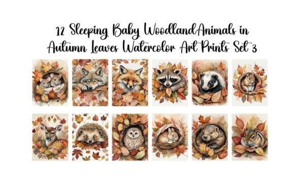 Download Woodland Baby Animals in Autumn Leaves - Premium Bundle